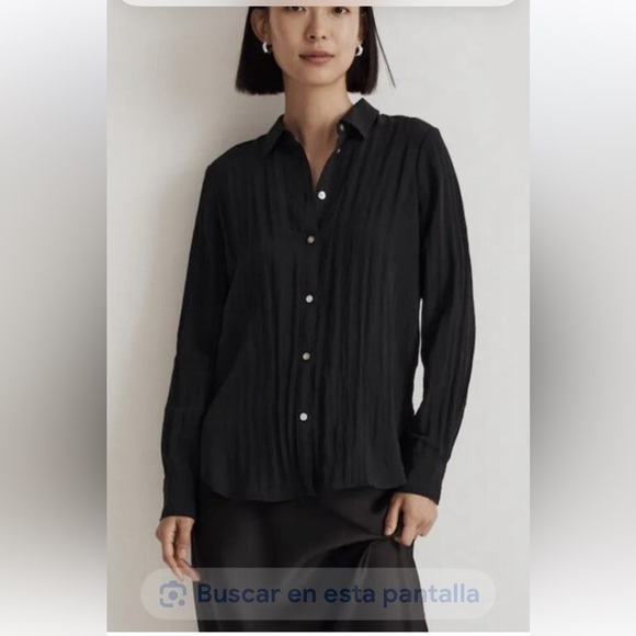 Madewell Black Notched Collar Ribbed Button Down - Picture 4 of 8